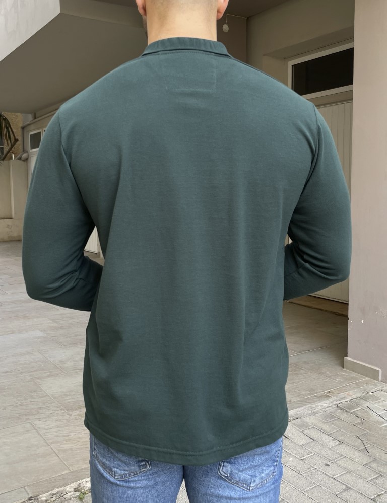 Everbest Ανδρική κυπαρισσί Polo πικέ μακρυμάνικη μπλούζα Plus size 251020 φωτογραφία